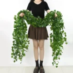 2.1M Artificial Plant Green Ivy Leaf Garland Silk Wall Hanging Vine Home Garden Decoration Wedding Party DIY Fake Wreath Leaves - Image 2