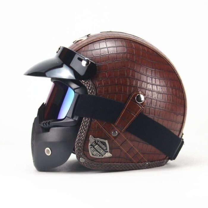 Vintage Motorcycle Helmets with Various Designs - Image 1